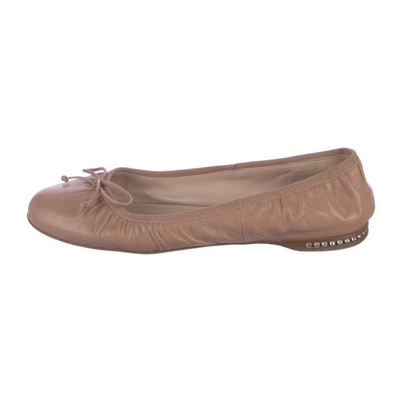 ❤️Miu Miu Leather Bow Accents Ballet Flats❤️ - Picture 1 of 5